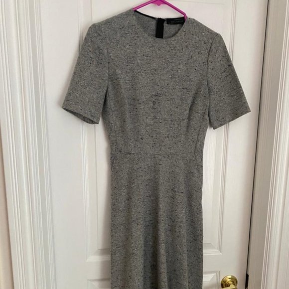Zara wool/cotton grey midi dress size XS - Picture 2 of 5